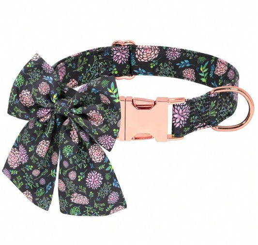 Hydrangea Black Bow Collar