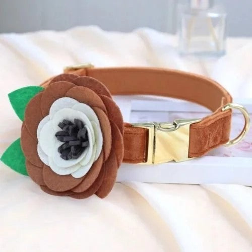 Brown Floral with Leaves Collar