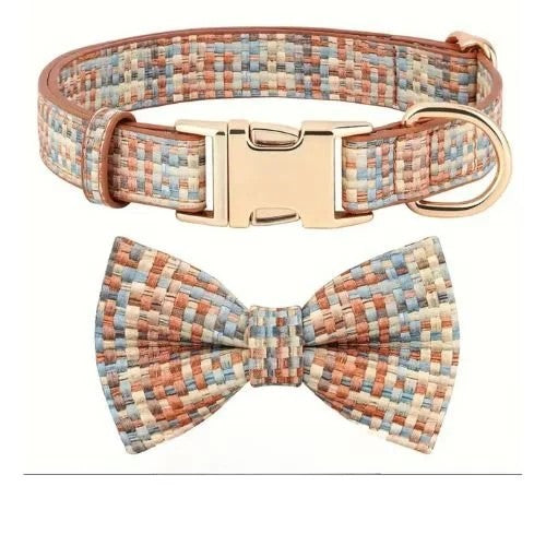 Mixed Plaid Bow and Collar