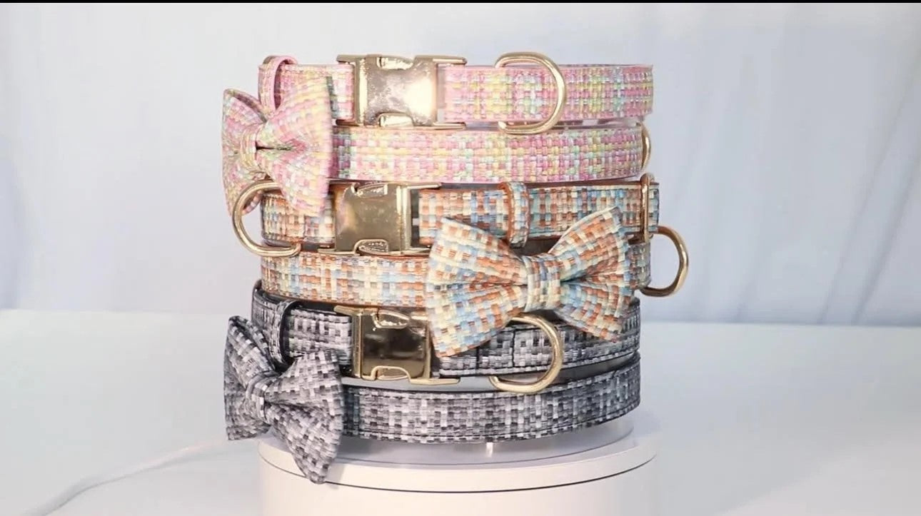 Mixed Plaid Bow and Collar