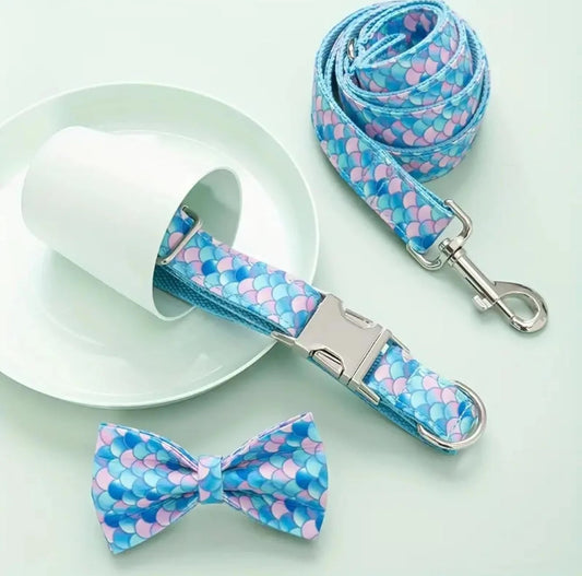 Ocean Dreams Mermaid Bow Collar and Leash
